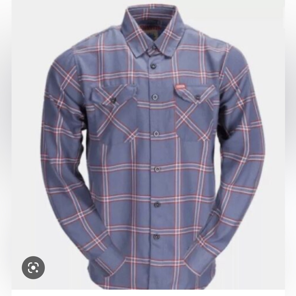 NWT Men’s Dixxon “Garth Flannel” Size XXL. Blue, red and white button down